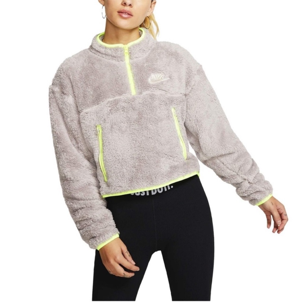 Nike 1/4 Zip Cropped Sherpa Sweater